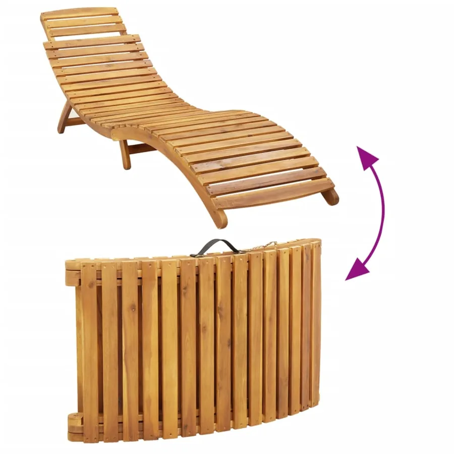 Chaise longue avec coussin rouge bois d'acacia solide - 6