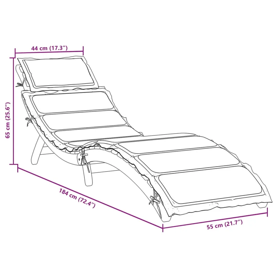 Chaise longue avec coussin rouge bois d'acacia solide - 8