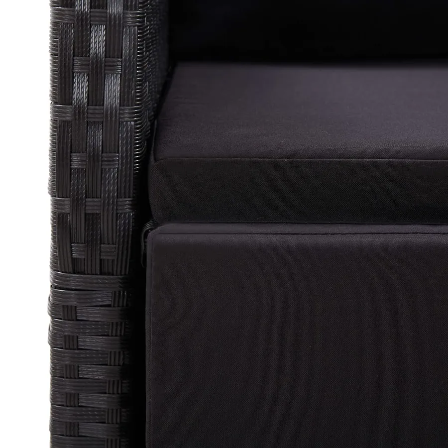 Ensemble à manger de jardin coussins 7 pcs noir résine tressée - 5