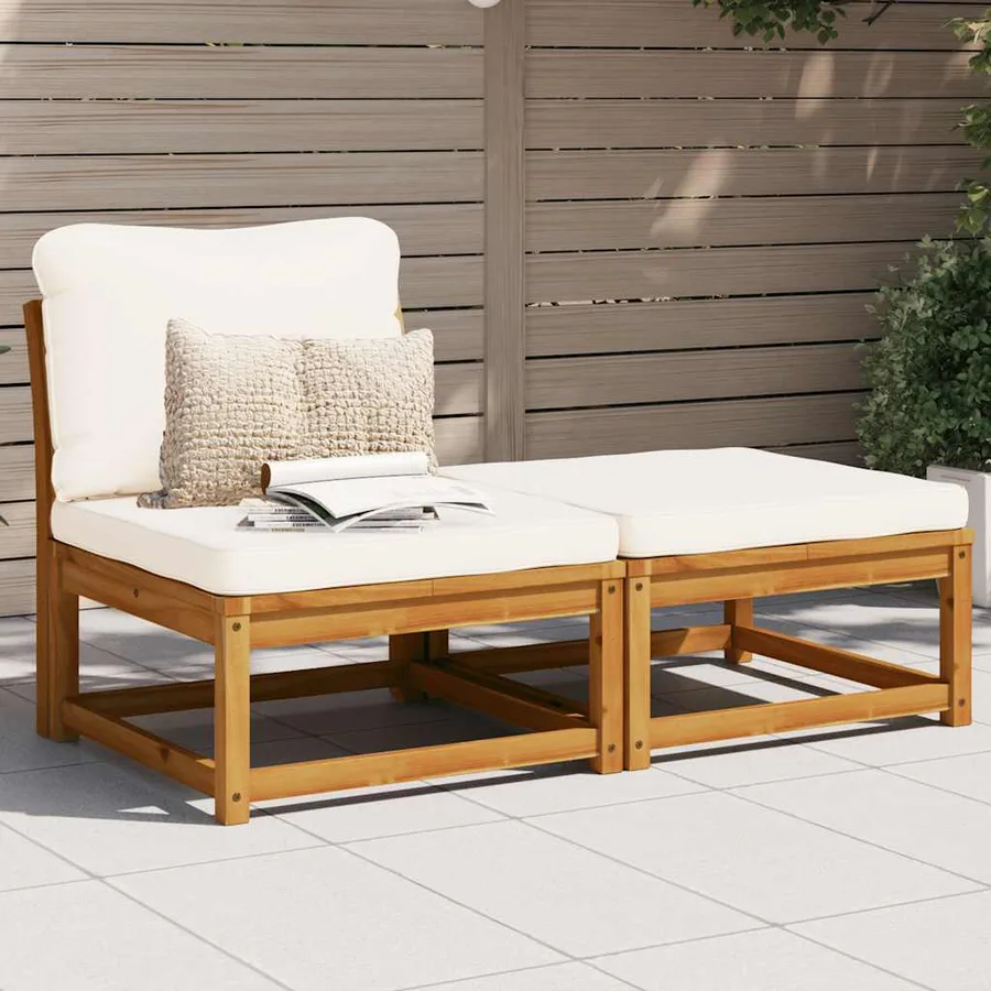 Salon de jardin 3 pcs avec coussins bois massif d'acacia - 3