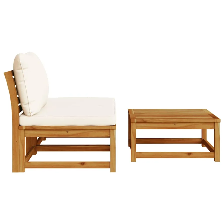 Salon de jardin 3 pcs avec coussins bois massif d'acacia - 5