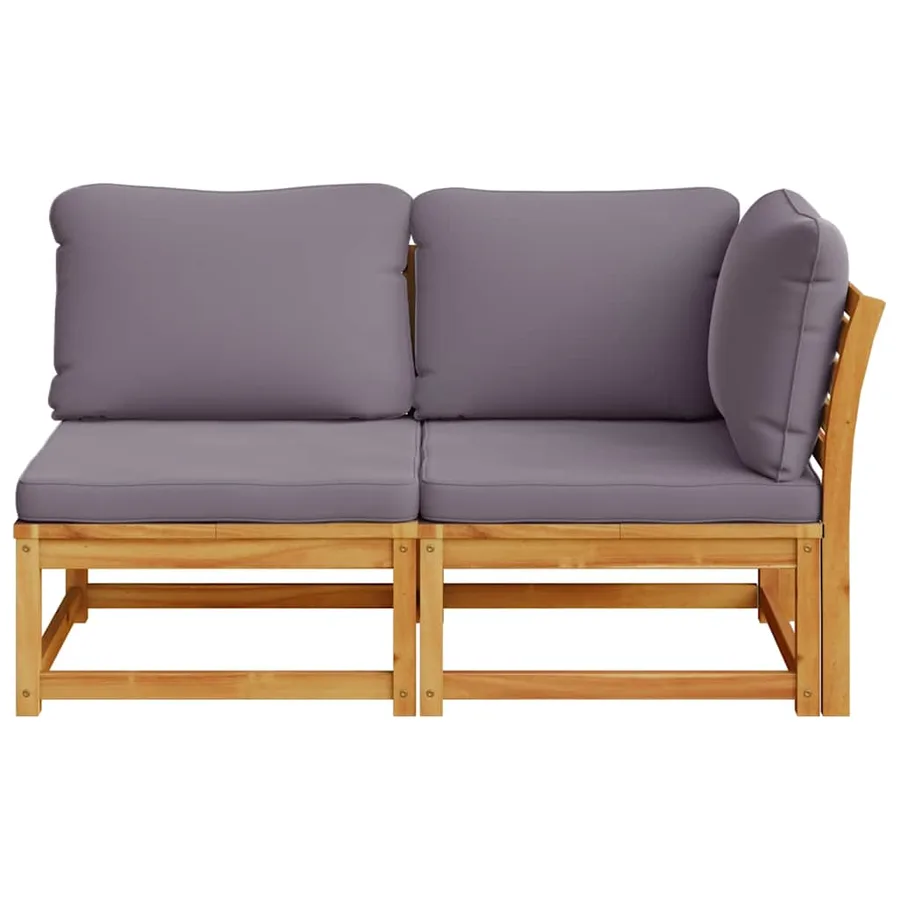 Salon de jardin 2 pcs avec coussins bois massif d'acacia - 3