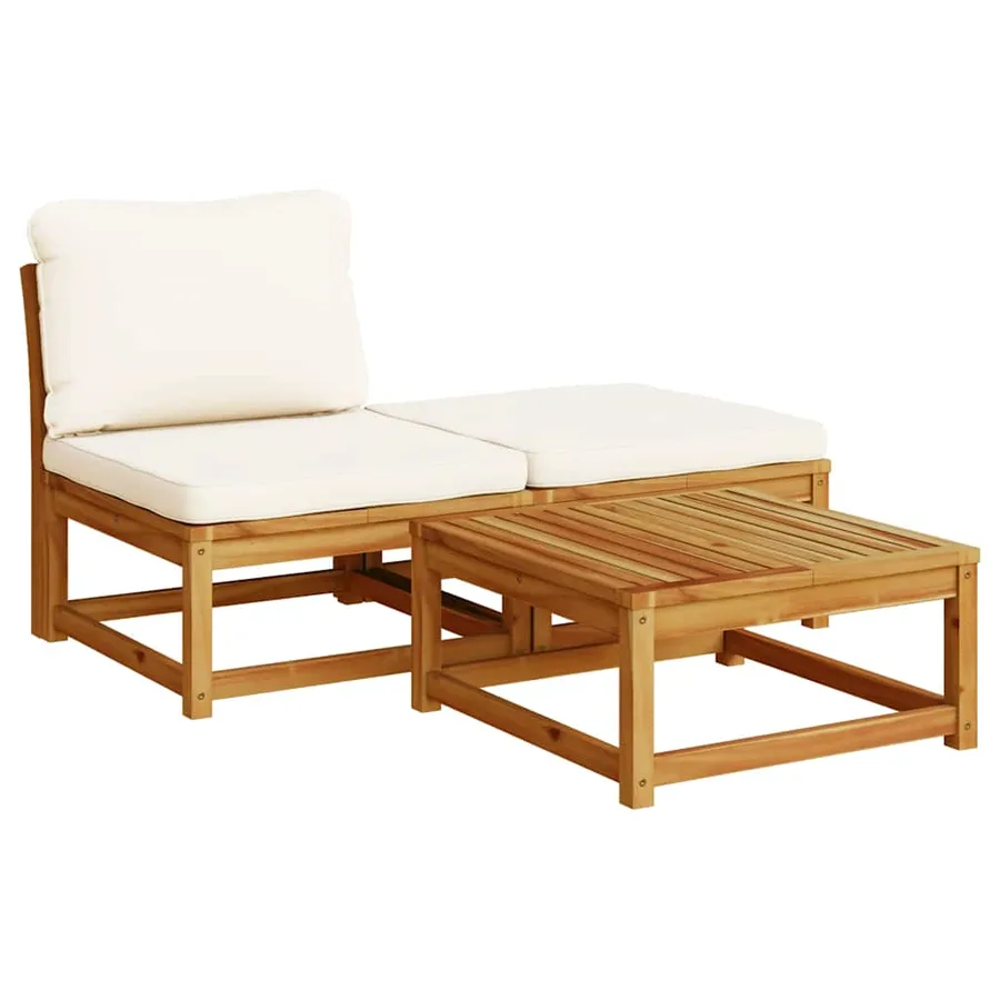 Salon de jardin 6 pcs avec coussins bois d'acacia solide - 3