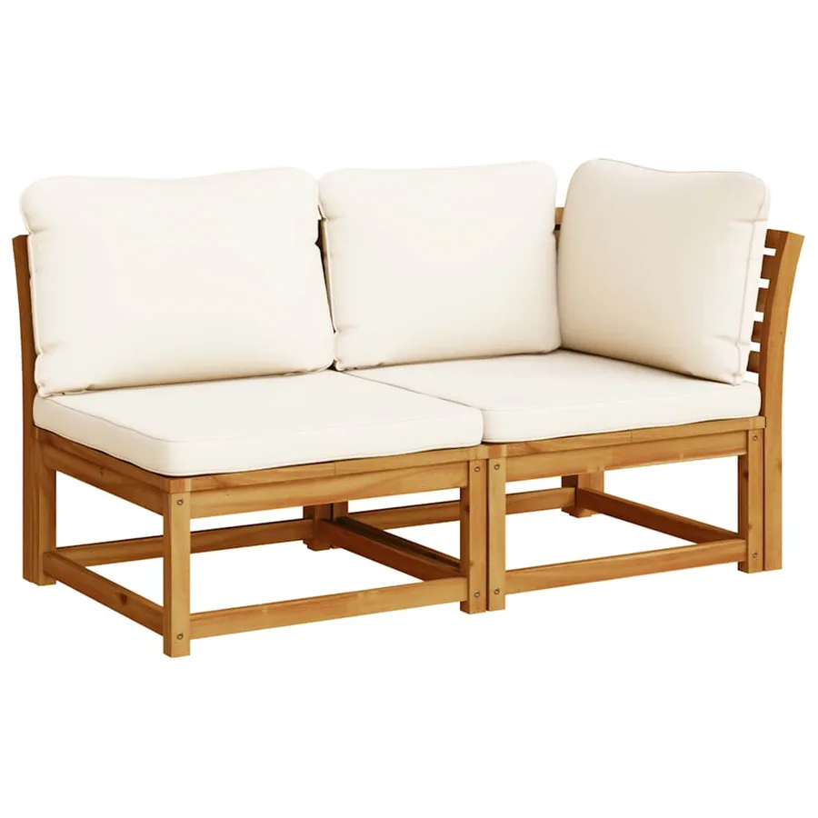 Salon de jardin 6 pcs avec coussins bois d'acacia solide - 5