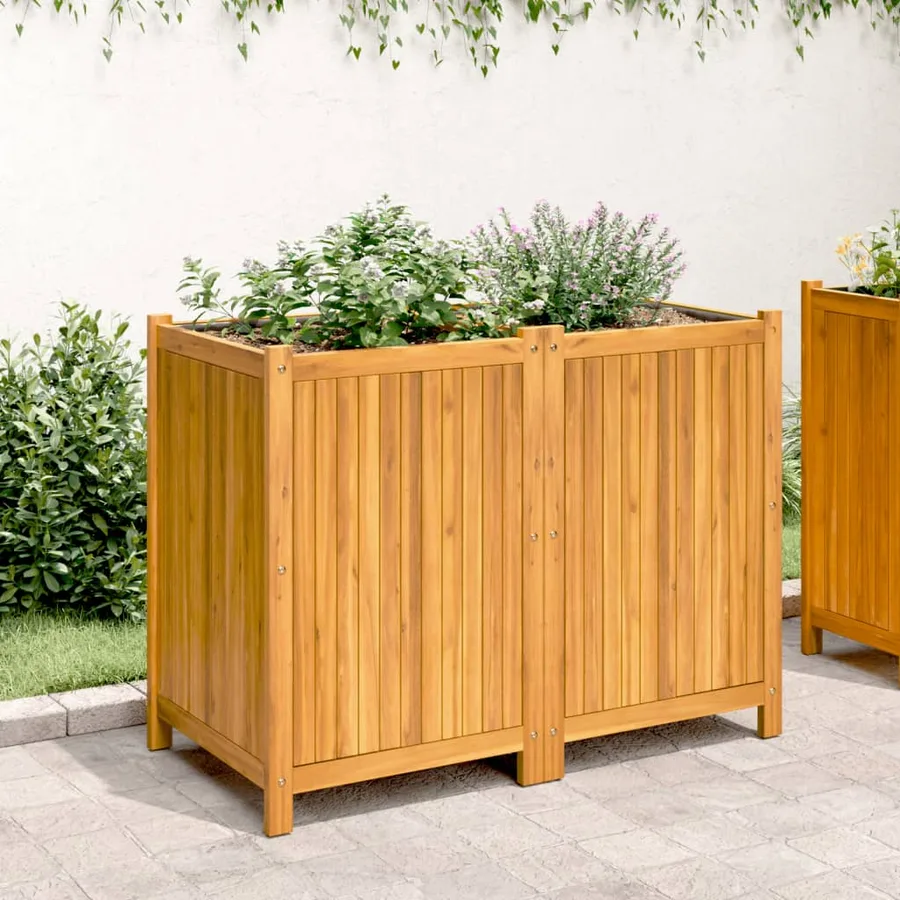Jardinière avec doublure 100x50x75 cm bois massif d'acacia - 3