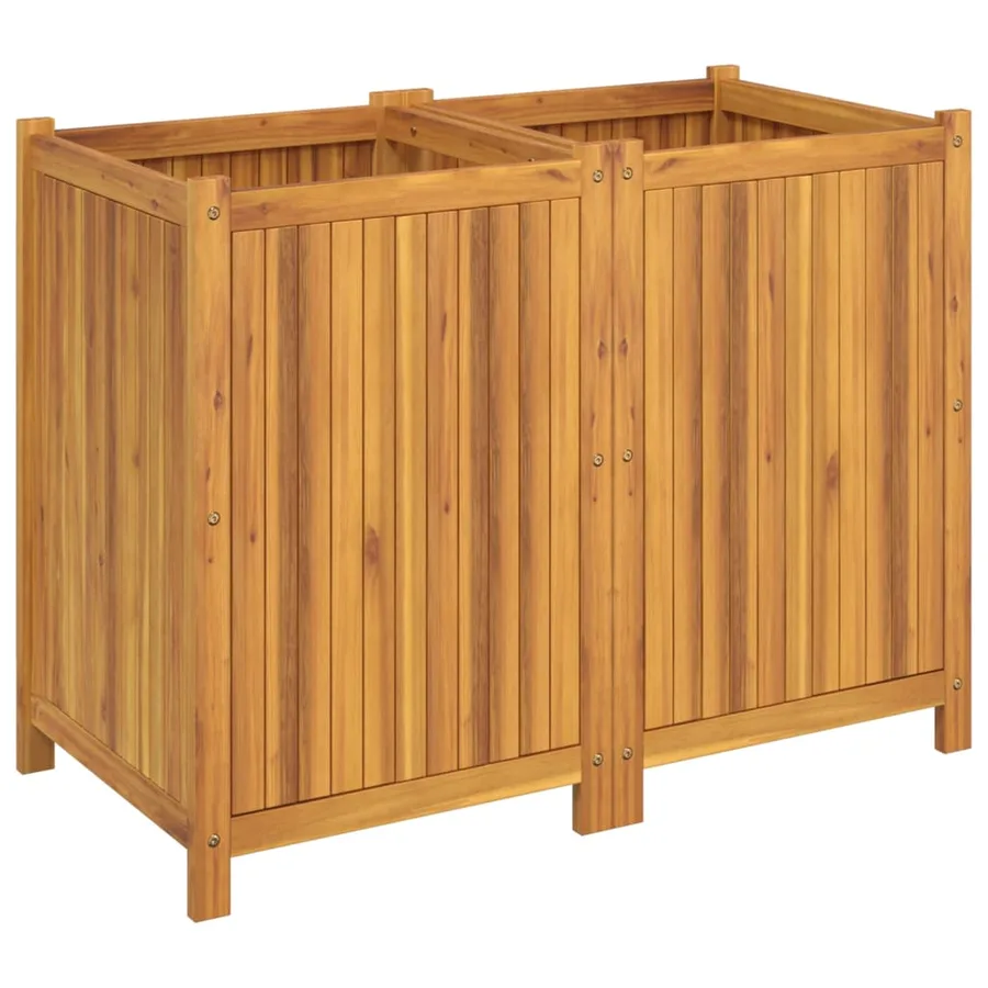 Jardinière avec doublure 100x50x75 cm bois massif d'acacia - 5