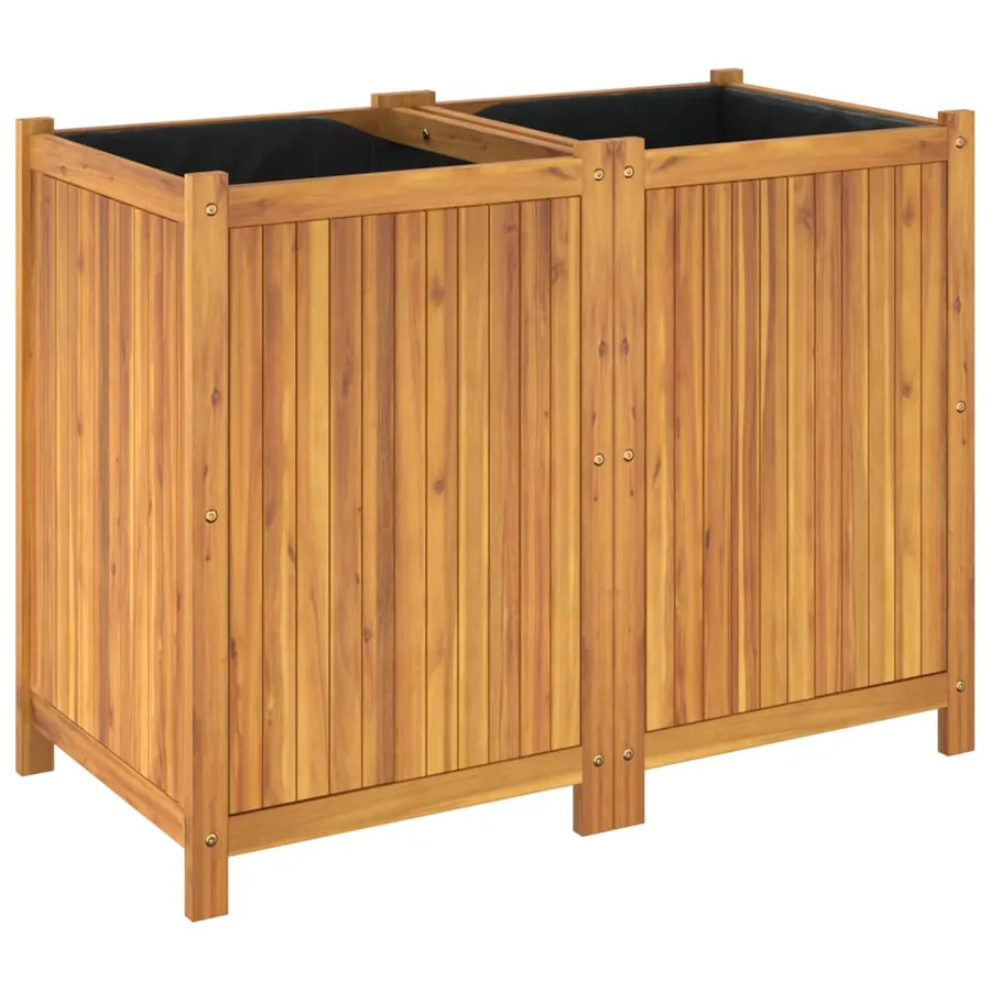 Jardinière avec doublure 100x50x75 cm bois massif d'acacia - 7