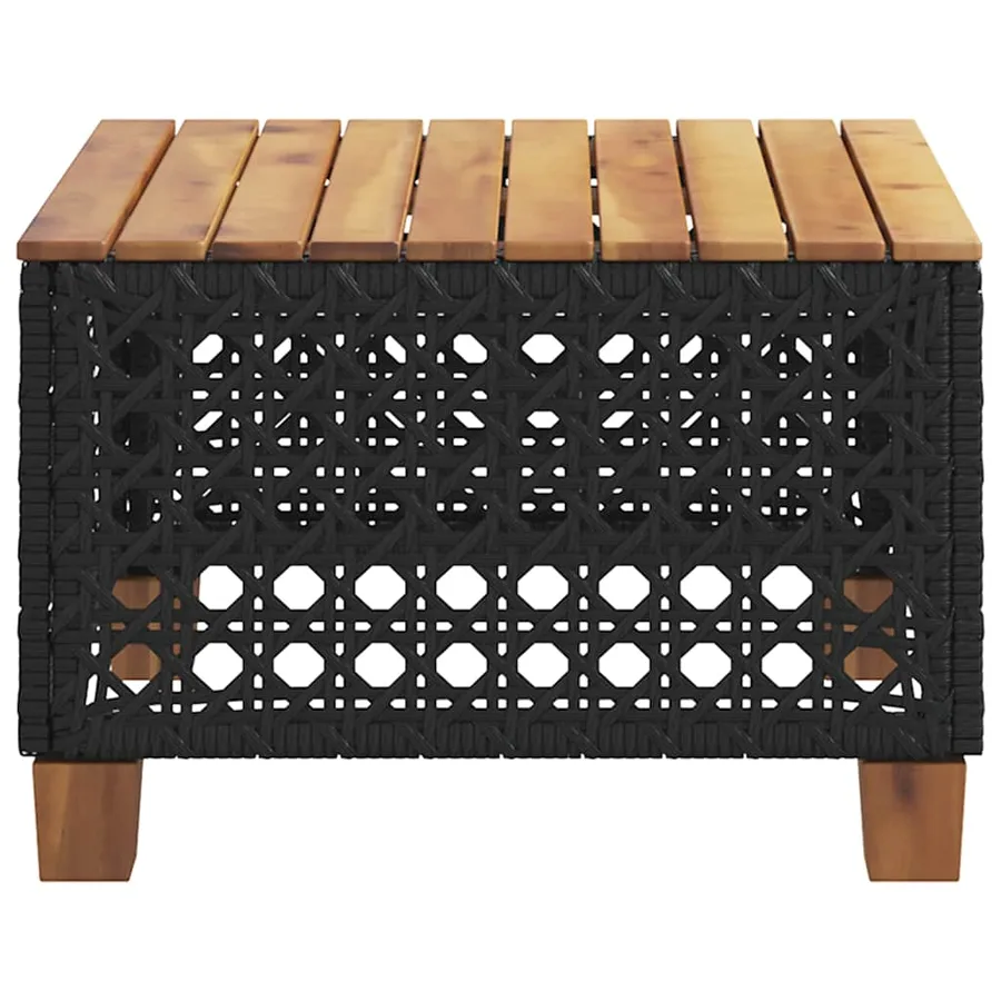 Table de jardin noir 55x55x36 cm résine tressée et bois acacia - 4