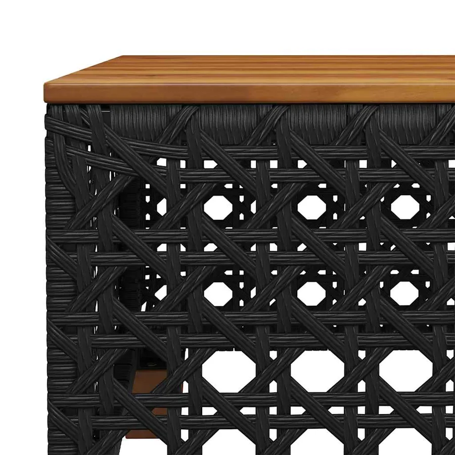 Table de jardin noir 55x55x36 cm résine tressée et bois acacia - 6