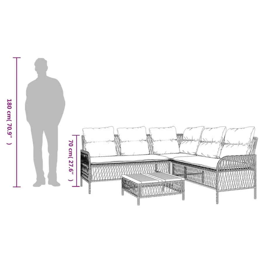 Canapés de jardin 2 pcs avec coussins Noir Résine tressée - 10