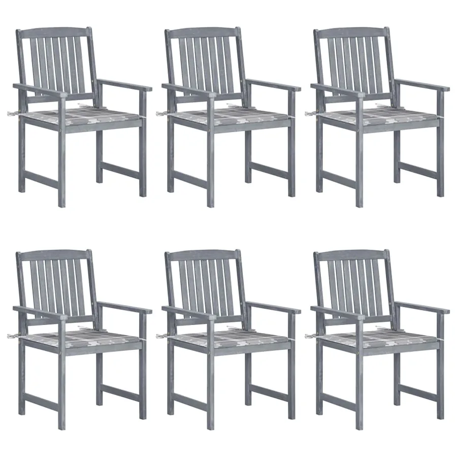 Chaises de jardin et coussins lot de 6 Bois acacia massif Gris
