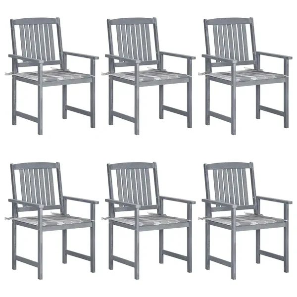 Chaises de jardin et coussins lot de 6 Bois acacia massif Gris