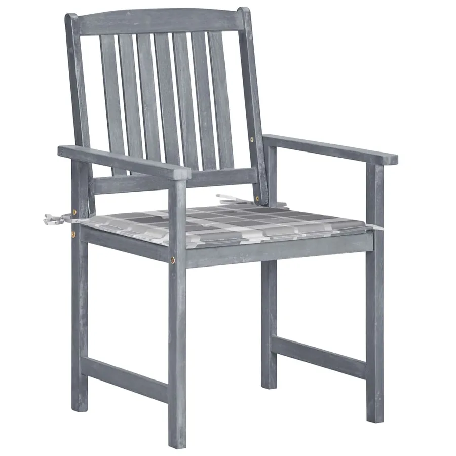 Chaises de jardin et coussins lot de 6 Bois acacia massif Gris - 2