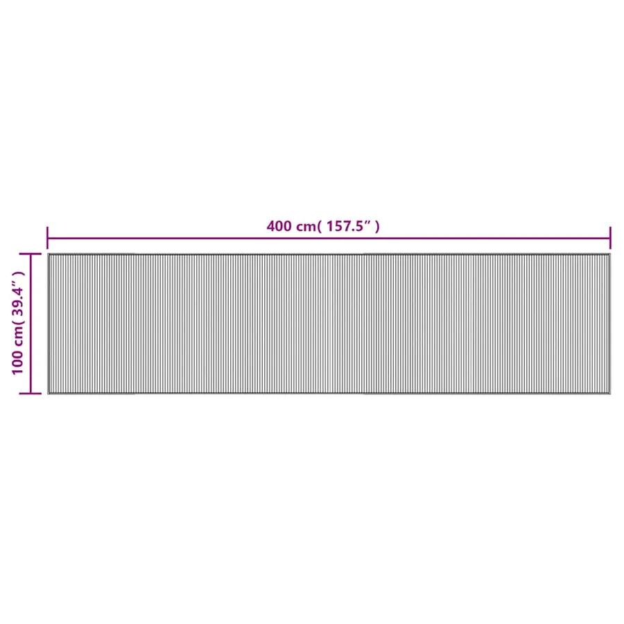 Tapis rectangulaire marron 100x400 cm bambou - 8