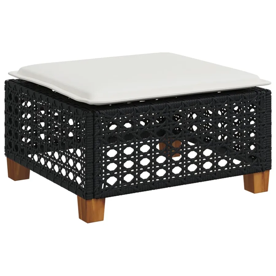 Salon de jardin 7 pcs avec coussins noir résine tressée 63,5 x 63,5 x 62 cm - 61,2 kg - 5