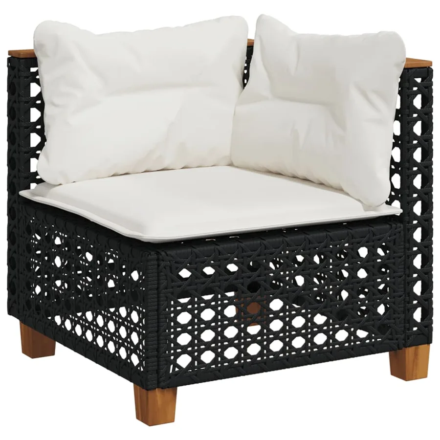 Salon de jardin 5 pcs avec coussins noir résine tressée - 3