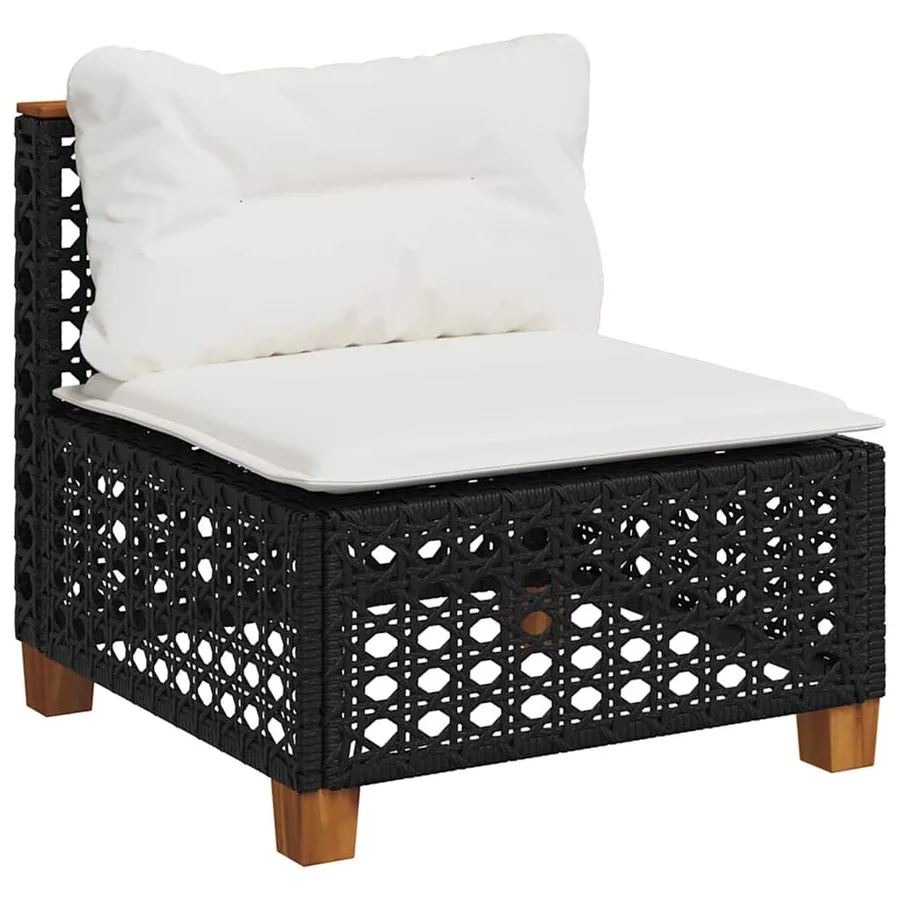 Salon de jardin 7 pcs avec coussins noir résine tressée 63,5 x 63,5 x 62 cm - 67,8 kg - 4