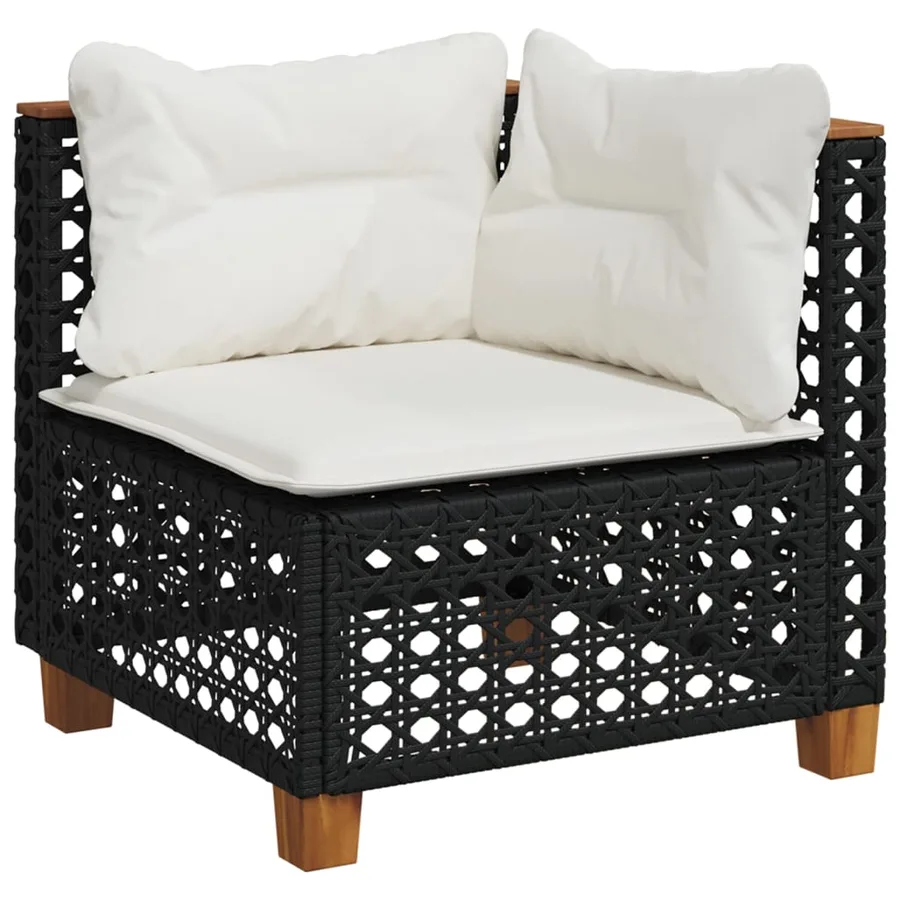 Salon de jardin 8 pcs avec coussins noir résine tressée - 3