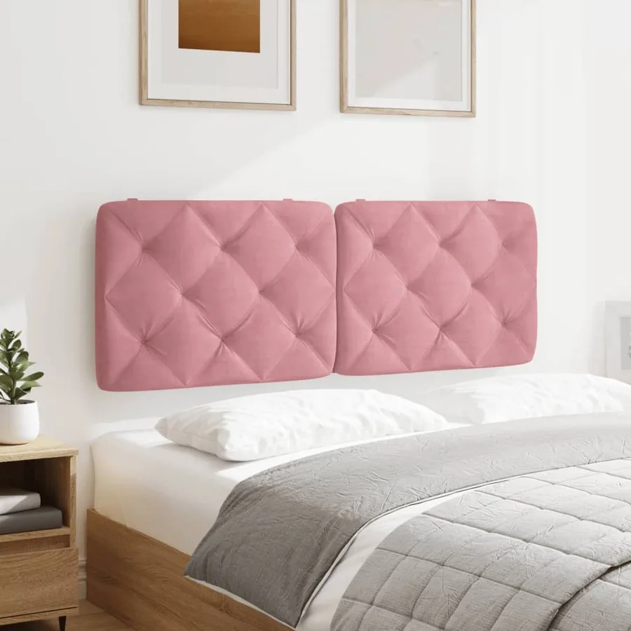 Coussin de tête de lit rose 120 cm velours - 4