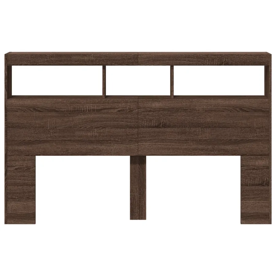 Armoire tête de lit avec LED chêne marron 160x17x102 cm - 6