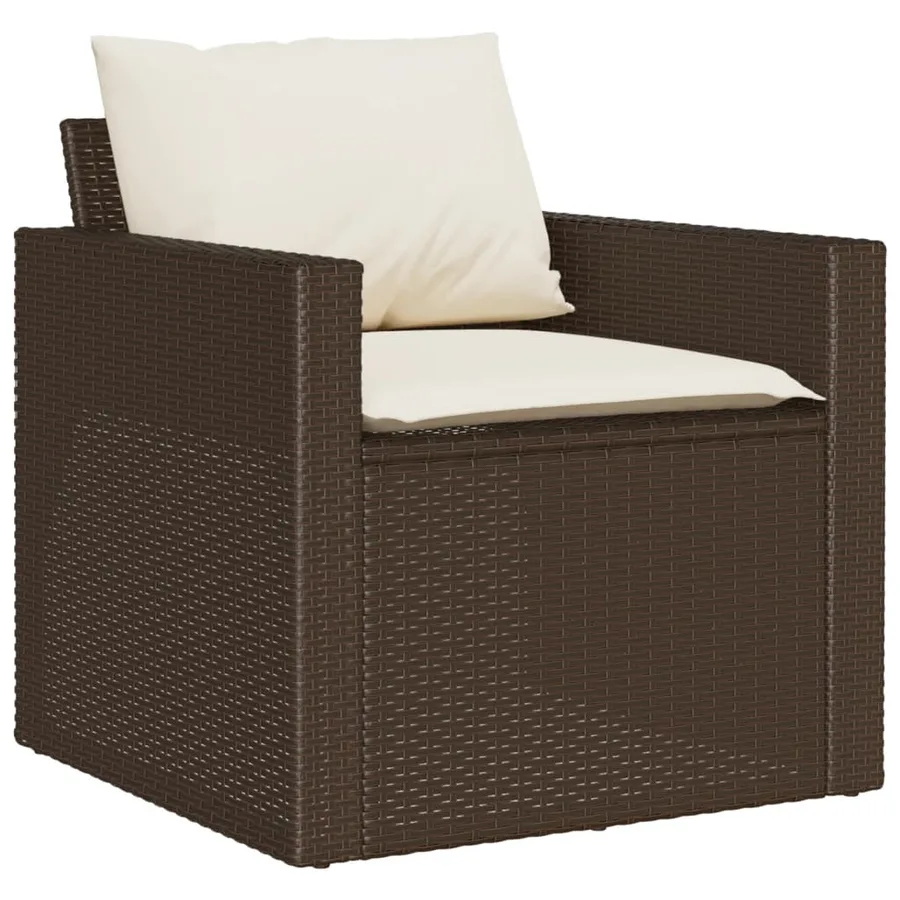 Salon de jardin avec coussins 6 pcs marron résine tressée - 5