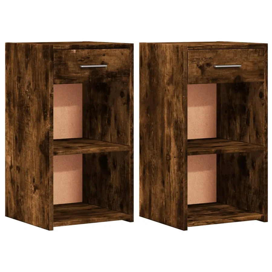 Tables de chevet 2 pcs chêne fumé 35x34x65 cm bois ingénierie - 2