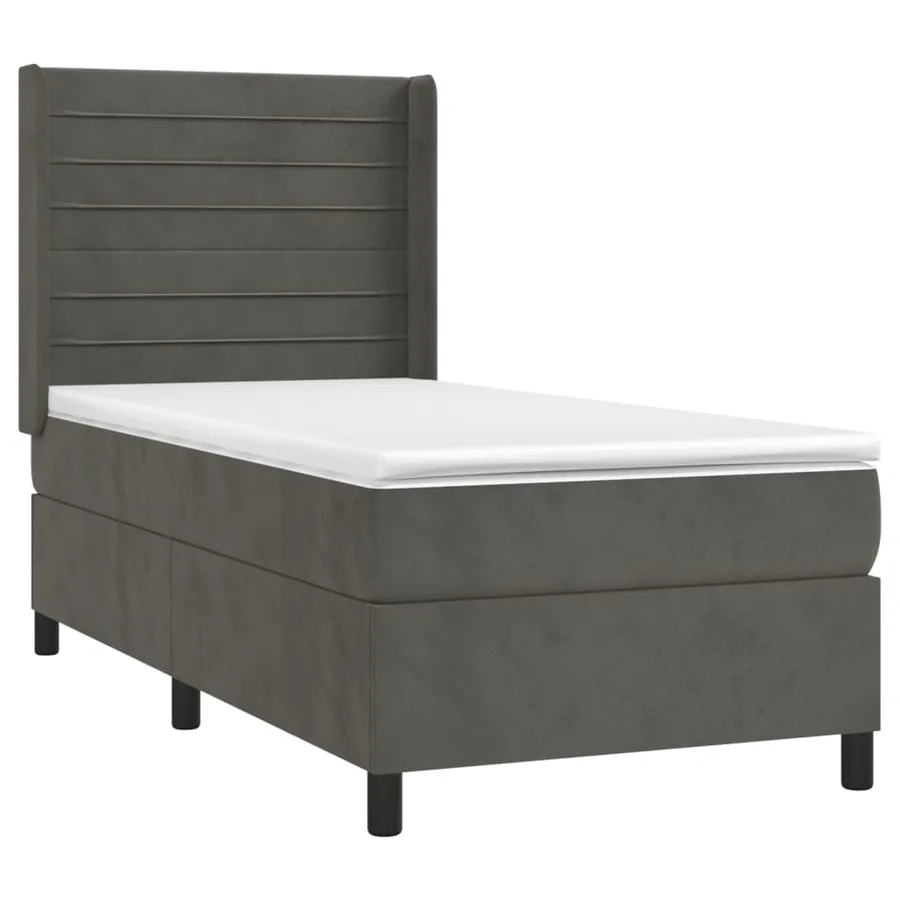 Sommier à lattes de lit et matelas et LED Gris foncé 80x200cm - 4