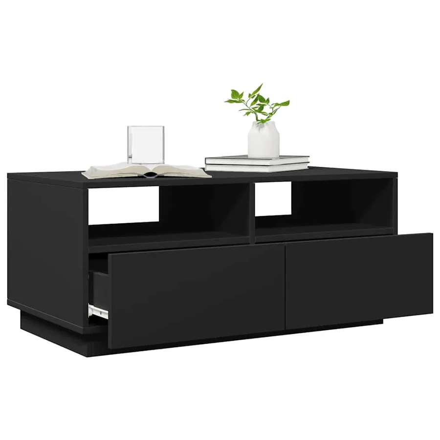 Table basse avec lumières LED noir 90x49x40 cm - 6