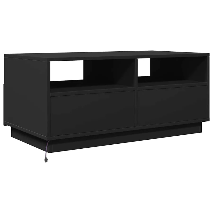 Table basse avec lumières LED noir 90x49x40 cm - 9