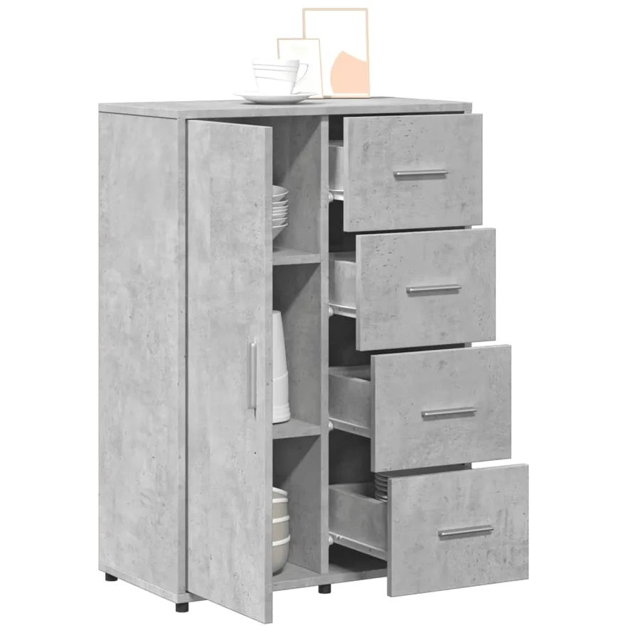Buffets 2 pcs gris béton 60x31x84 cm bois d'ingénierie - 4