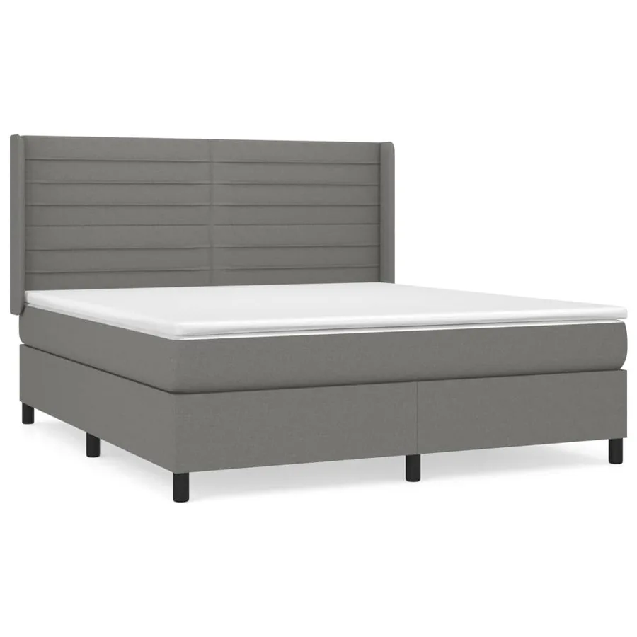 Sommier à lattes de lit avec matelas Gris foncé 160x200cm Tissu - 2