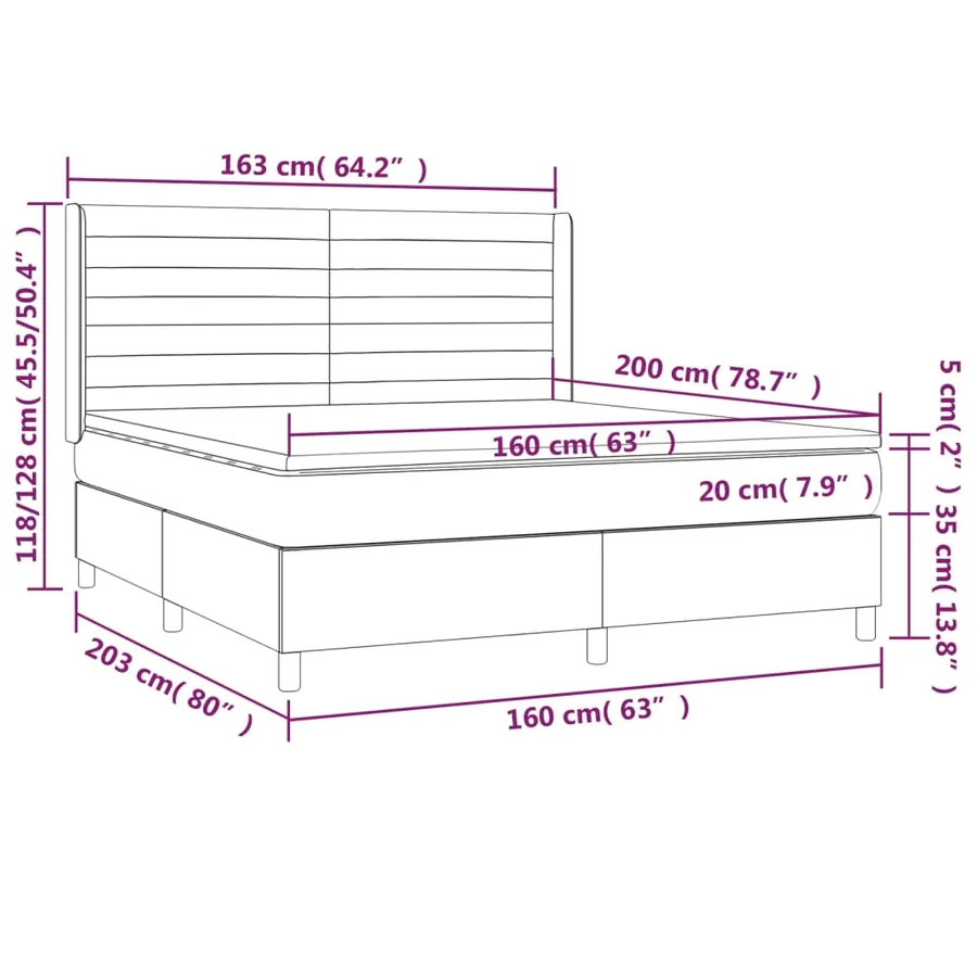 Sommier à lattes de lit avec matelas Gris foncé 160x200cm Tissu - 7