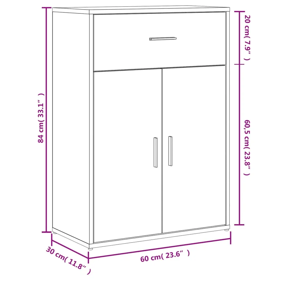 Buffets 2 pcs gris béton 60x30x84 cm bois d'ingénierie - 10
