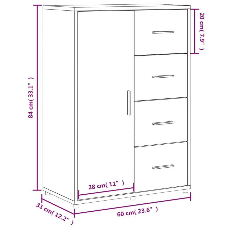 Buffet sonoma gris 60x31x84 cm bois d'ingénierie - 11