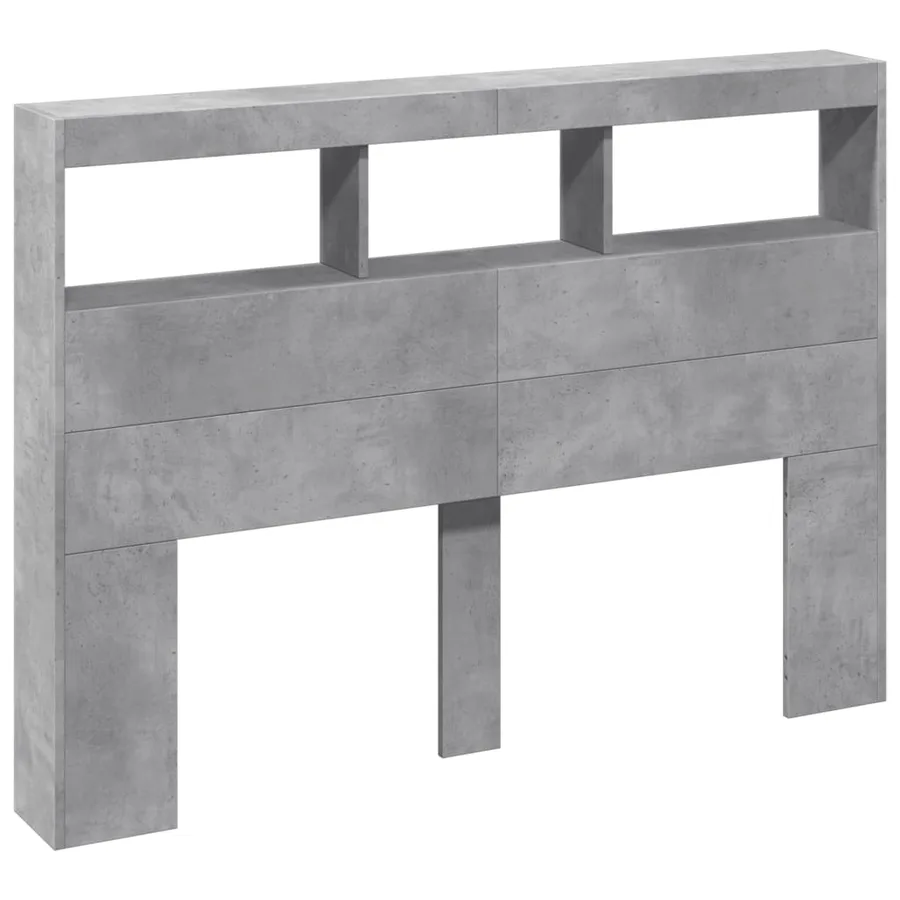 Armoire tête de lit avec LED gris béton 140x17x102 cm - 3