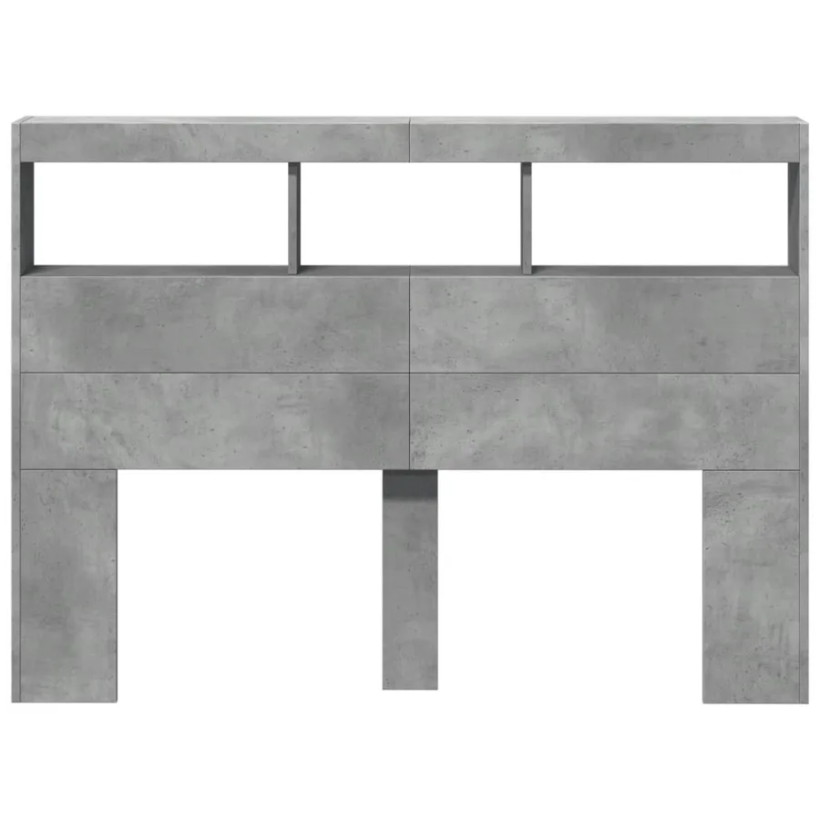 Armoire tête de lit avec LED gris béton 140x17x102 cm - 6