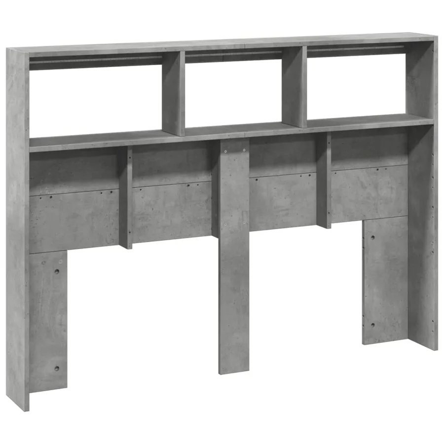 Armoire tête de lit avec LED gris béton 140x17x102 cm - 8