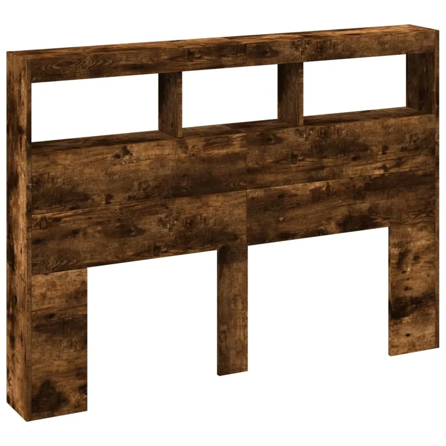 Armoire tête de lit avec LED chêne fumé 140x17x102 cm - 3
