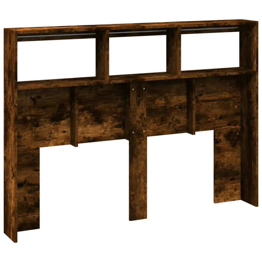 Armoire tête de lit avec LED chêne fumé 140x17x102 cm - 8