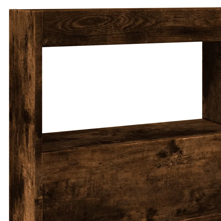 Armoire tête de lit avec LED chêne fumé 140x17x102 cm - 9