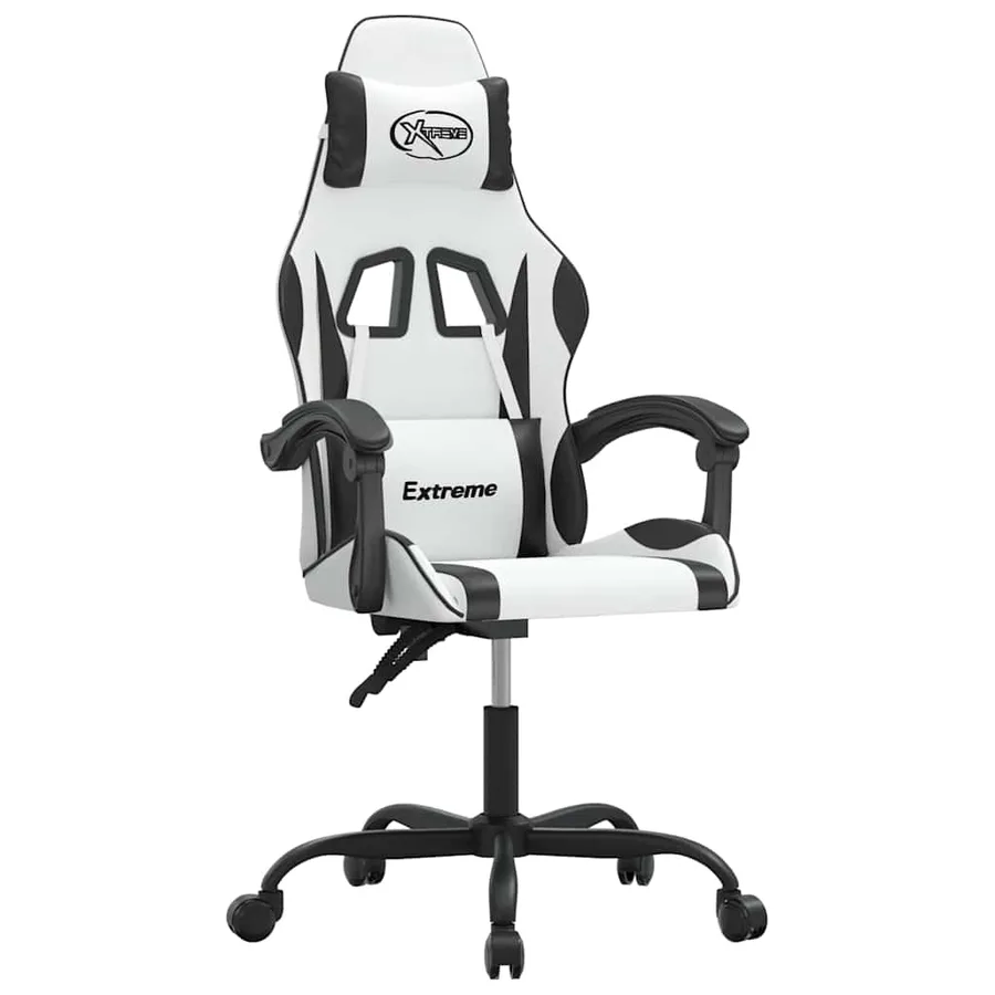 Chaise de jeu pivotante Blanc et noir Similicuir - 2
