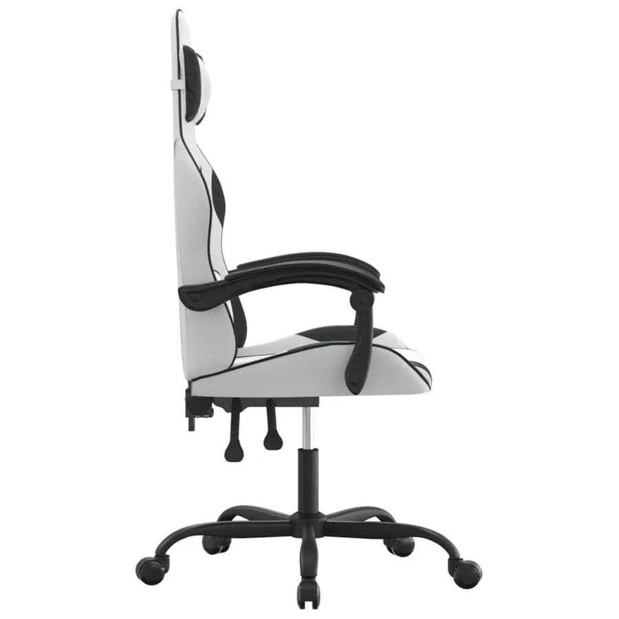 Chaise de jeu pivotante Blanc et noir Similicuir - 4
