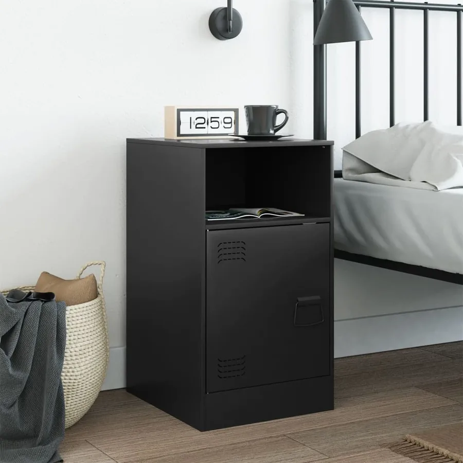 Table de chevet noir 34,5x39x62 cm acier - 3