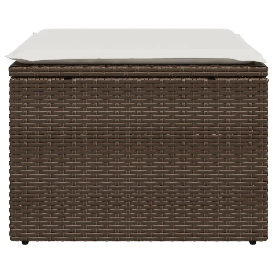 Tabouret de jardin avec coussin brun 55x55x37 cm résine tressée - 4