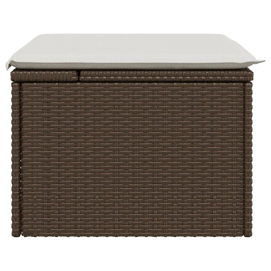 Tabouret de jardin avec coussin brun 55x55x37 cm résine tressée - 5