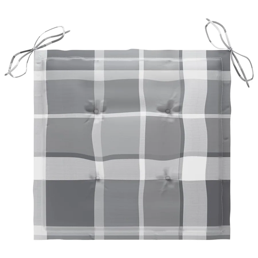 Chaises de jardin lot de 6 et coussins carreaux gris bois teck - 7