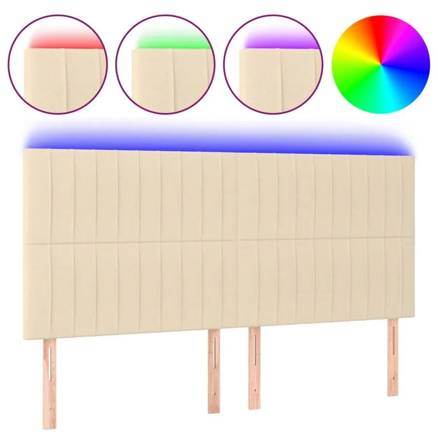 Tête de lit à LED Crème 160x5x118/128 cm Tissu - 2