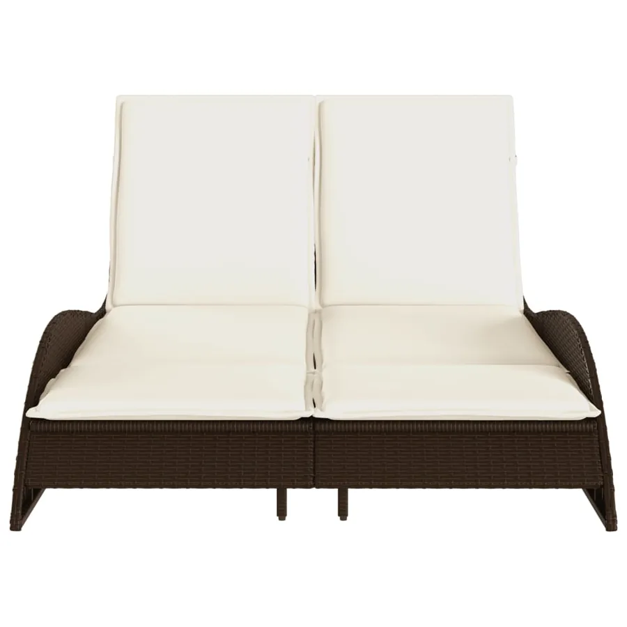 Chaise longue avec coussins marron 114x205x73 cm résine tressée - 4