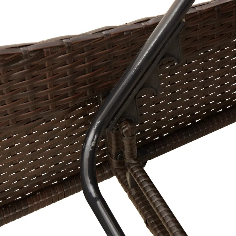 Chaise longue avec coussins marron 114x205x73 cm résine tressée - 9