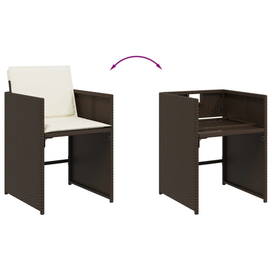 Ensemble à manger de jardin et coussins 11 pcs marron rotin - 7